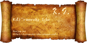 Körmendy Ida névjegykártya