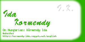 ida kormendy business card