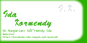 ida kormendy business card